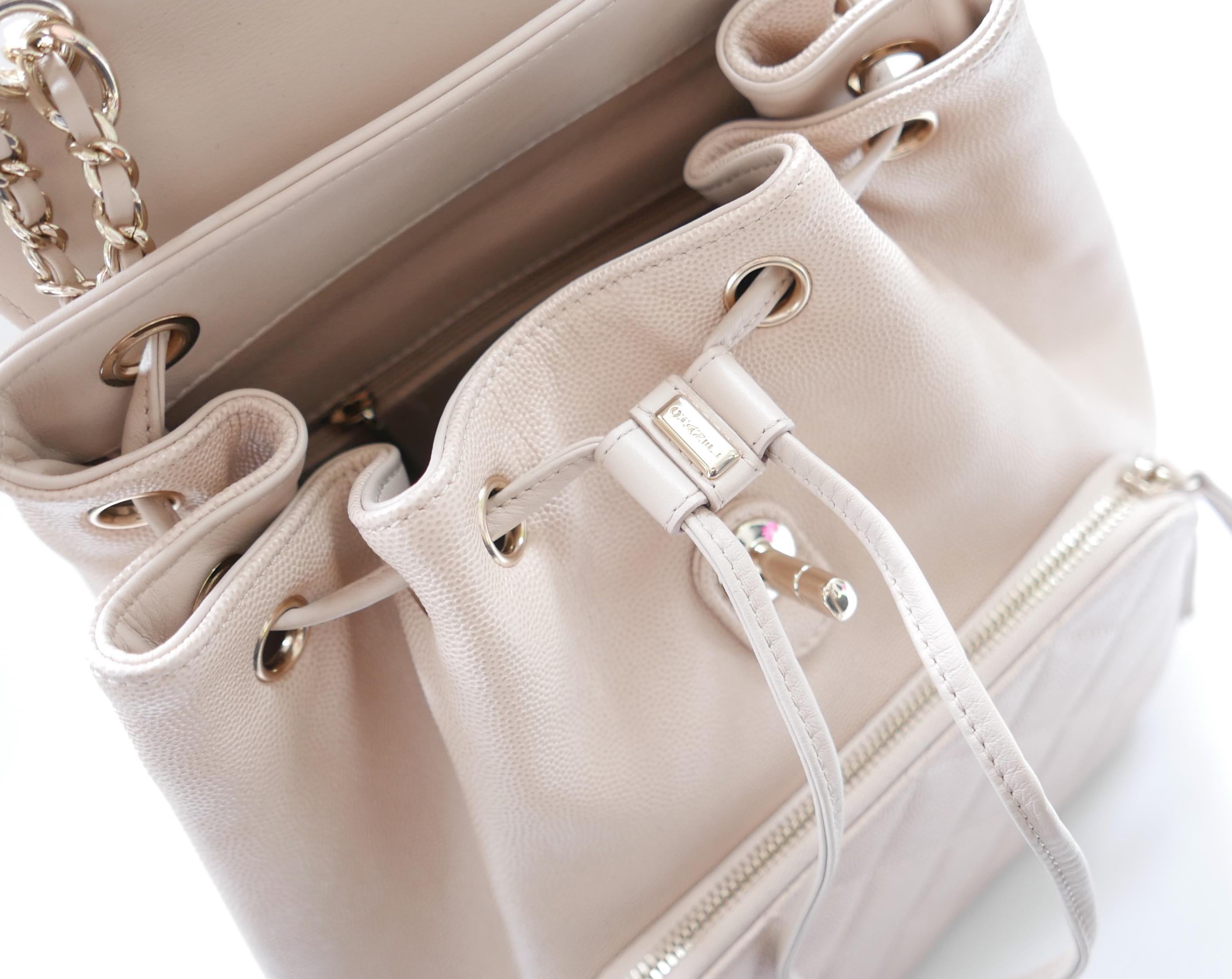 Chanel Business Affinity Backpack Beige Caviar Leather In Excellent Condition For Sale In London, GB