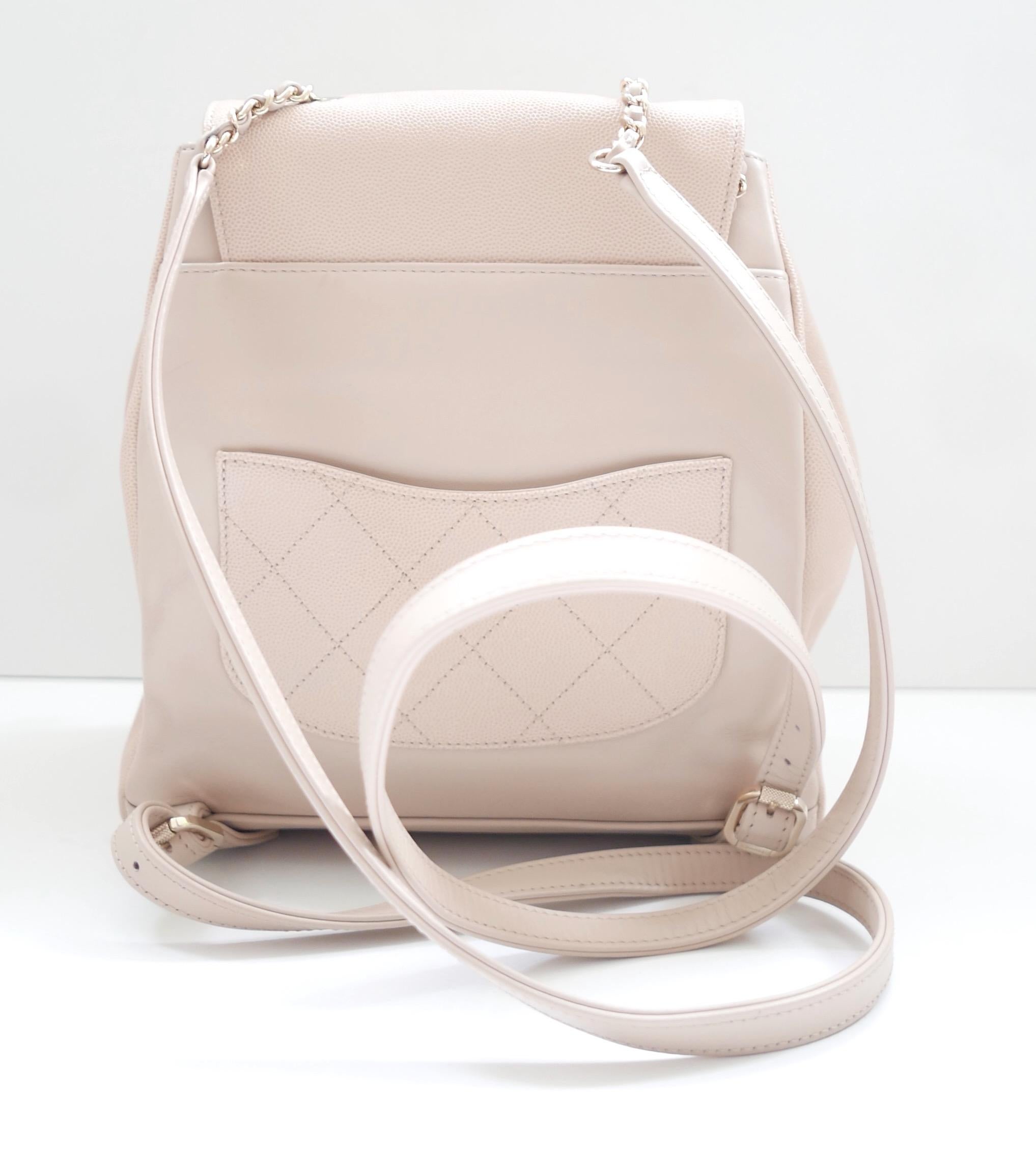 Women's Chanel Business Affinity Backpack Beige Caviar Leather For Sale
