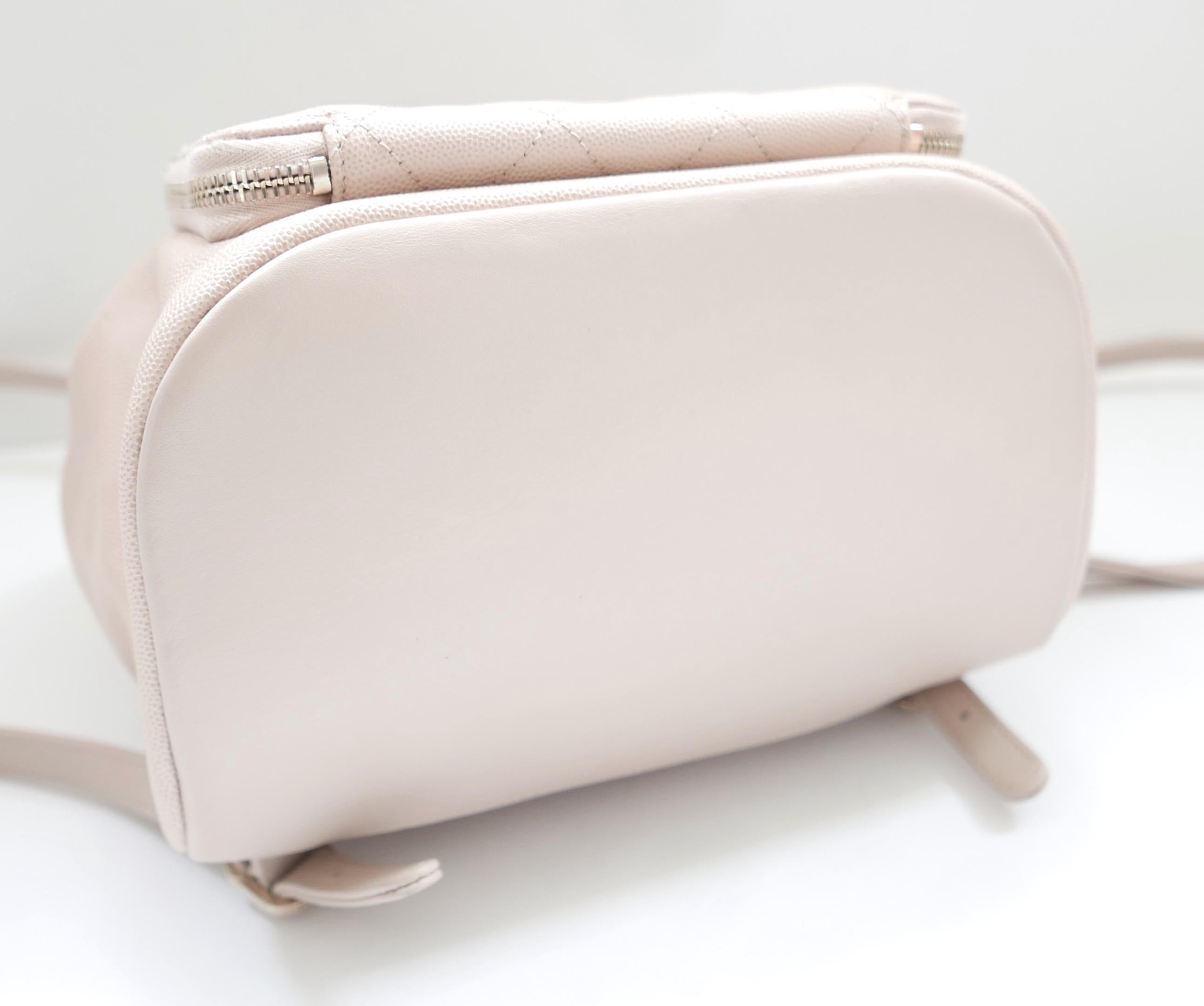 Chanel Business Affinity Backpack Beige Caviar Leather For Sale 2