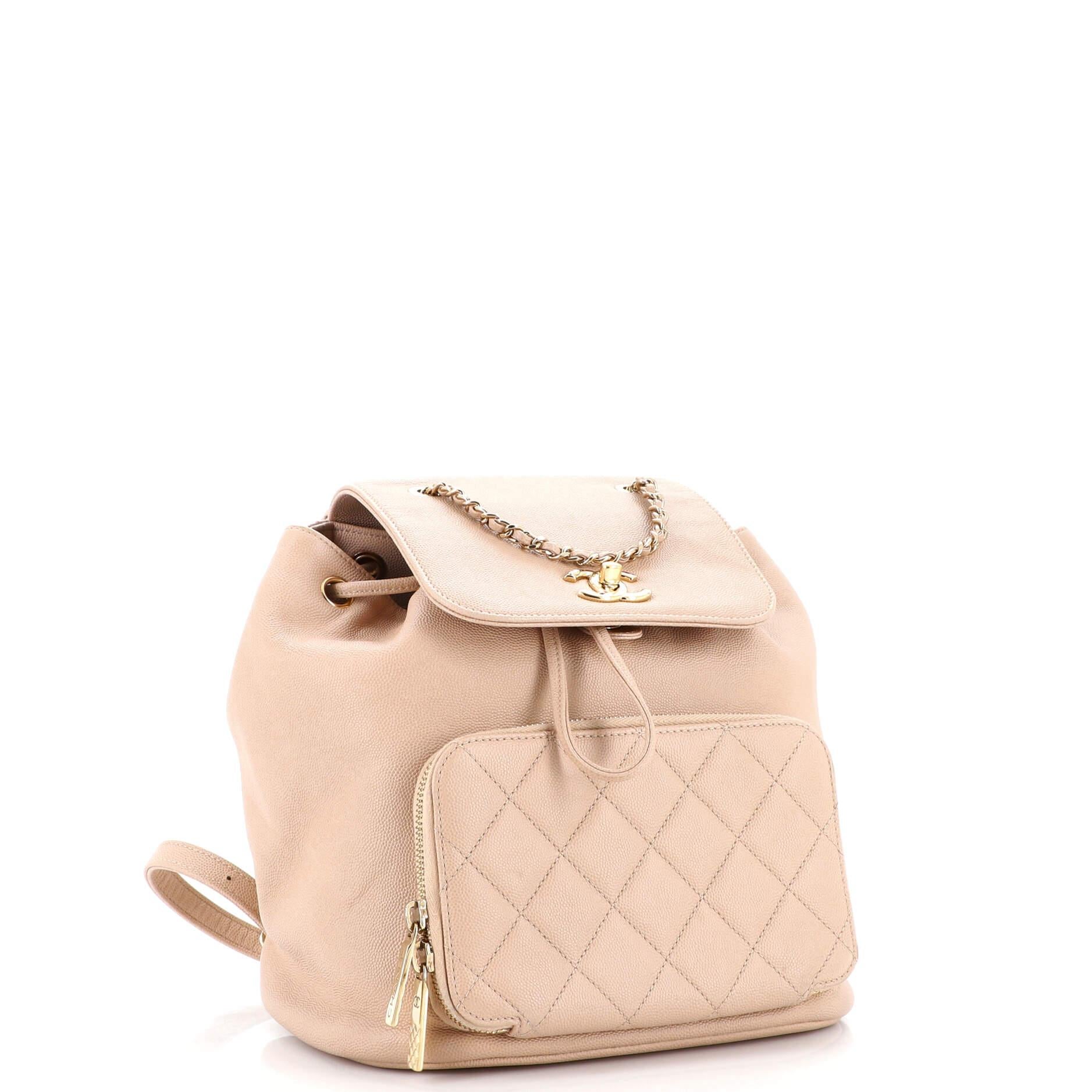 Chanel Beige Caviar & Python Business Affinity Backpack