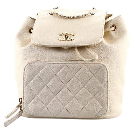 Chanel Beige Quilted Caviar Leather Business Affinity Backpack at 1stDibs