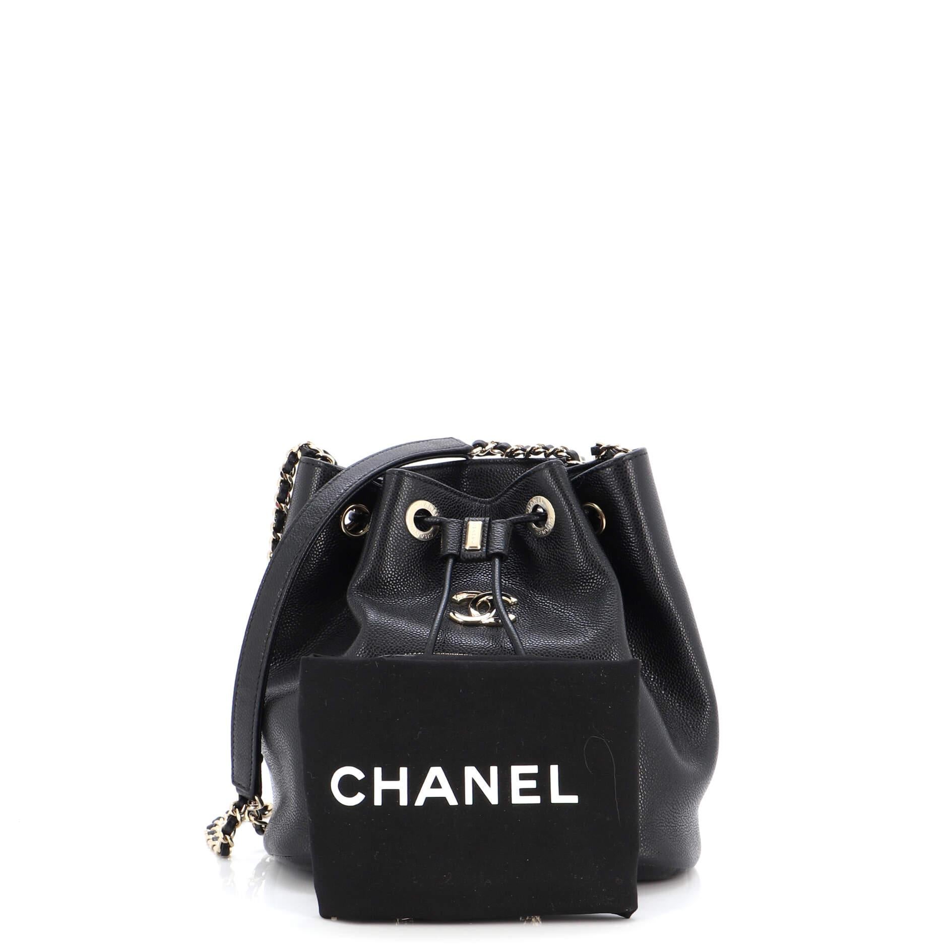 Chanel Business Affinity Drawstring Bucket Bag Quilted Caviar Mini For Sale  at 1stDibs