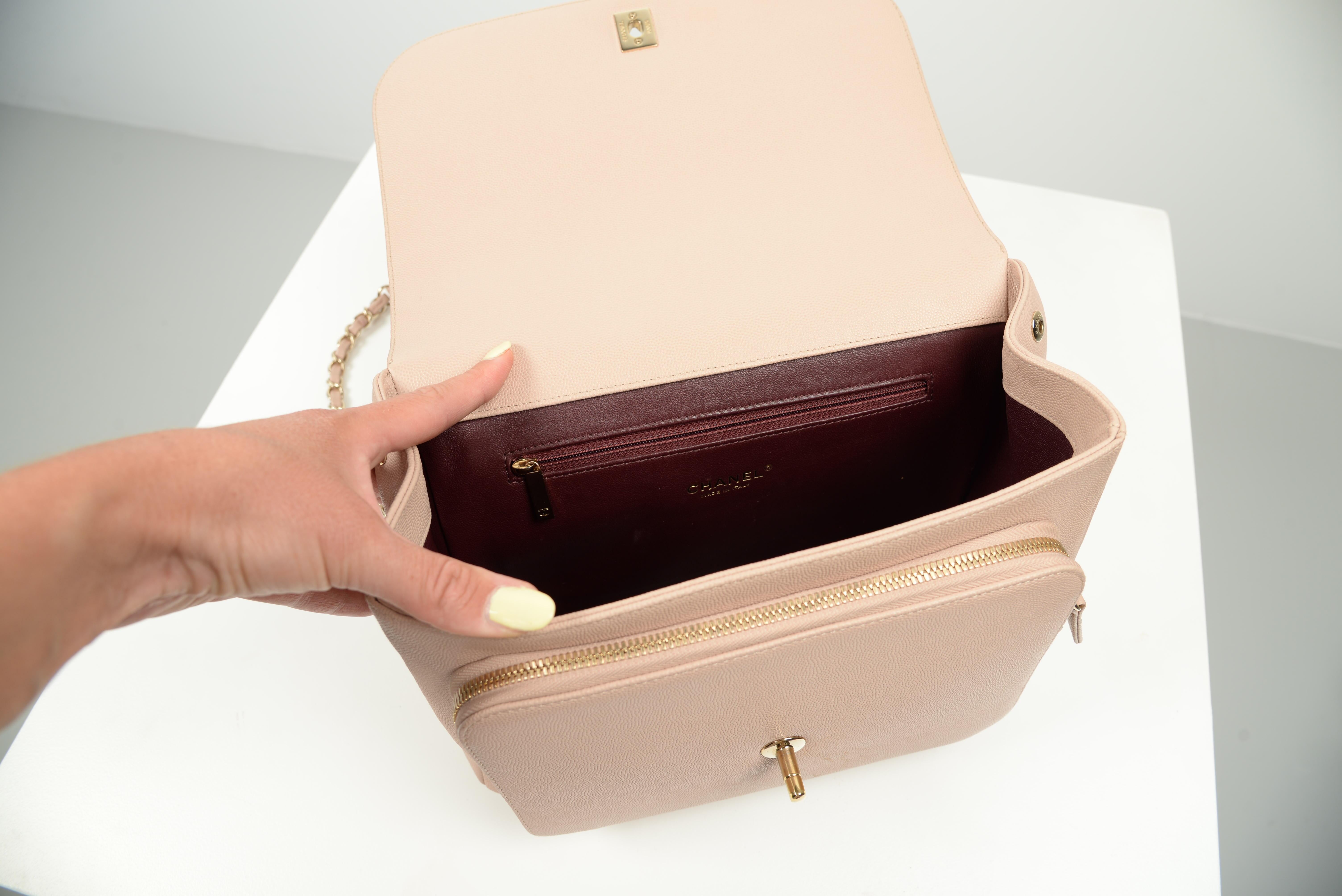 Chanel Business Affinity Flap Bag Light Pink Caviar Large 10