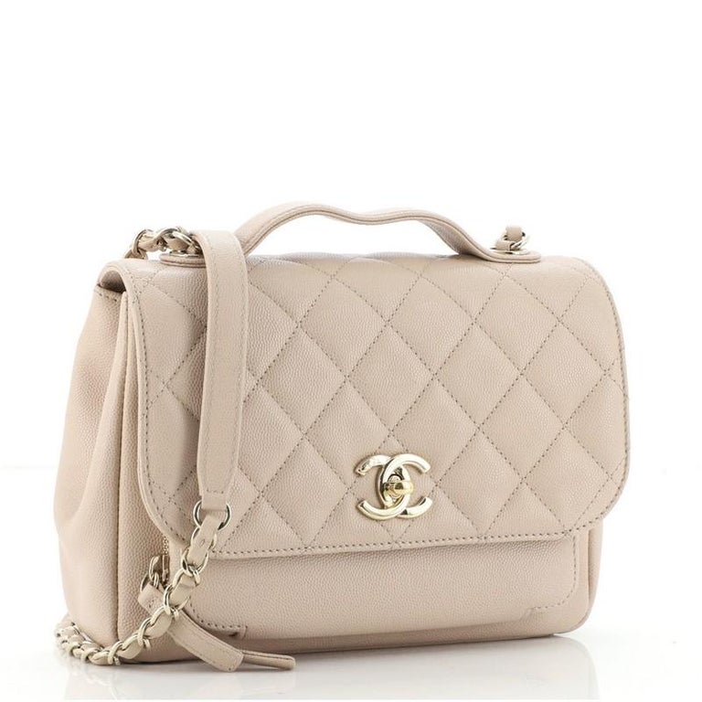 CHANEL Caviar Quilted Small Business Affinity Flap Beige 518018
