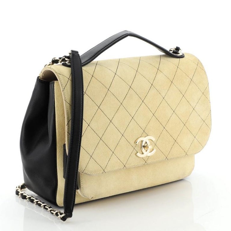 Chanel Business Affinity Flap Bag Quilted Suede Large at 1stDibs