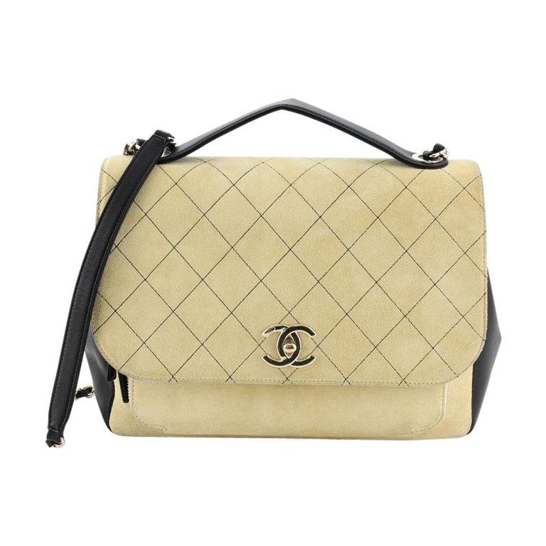 Chanel Business Affinity Flap Bag Quilted Suede Large at 1stDibs