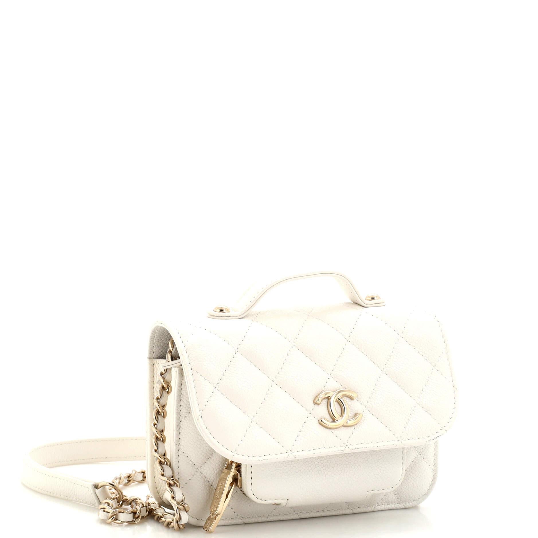 Chanel Business Affinity Flap Clutch with Chain Quilted Caviar In Good Condition For Sale In NY, NY