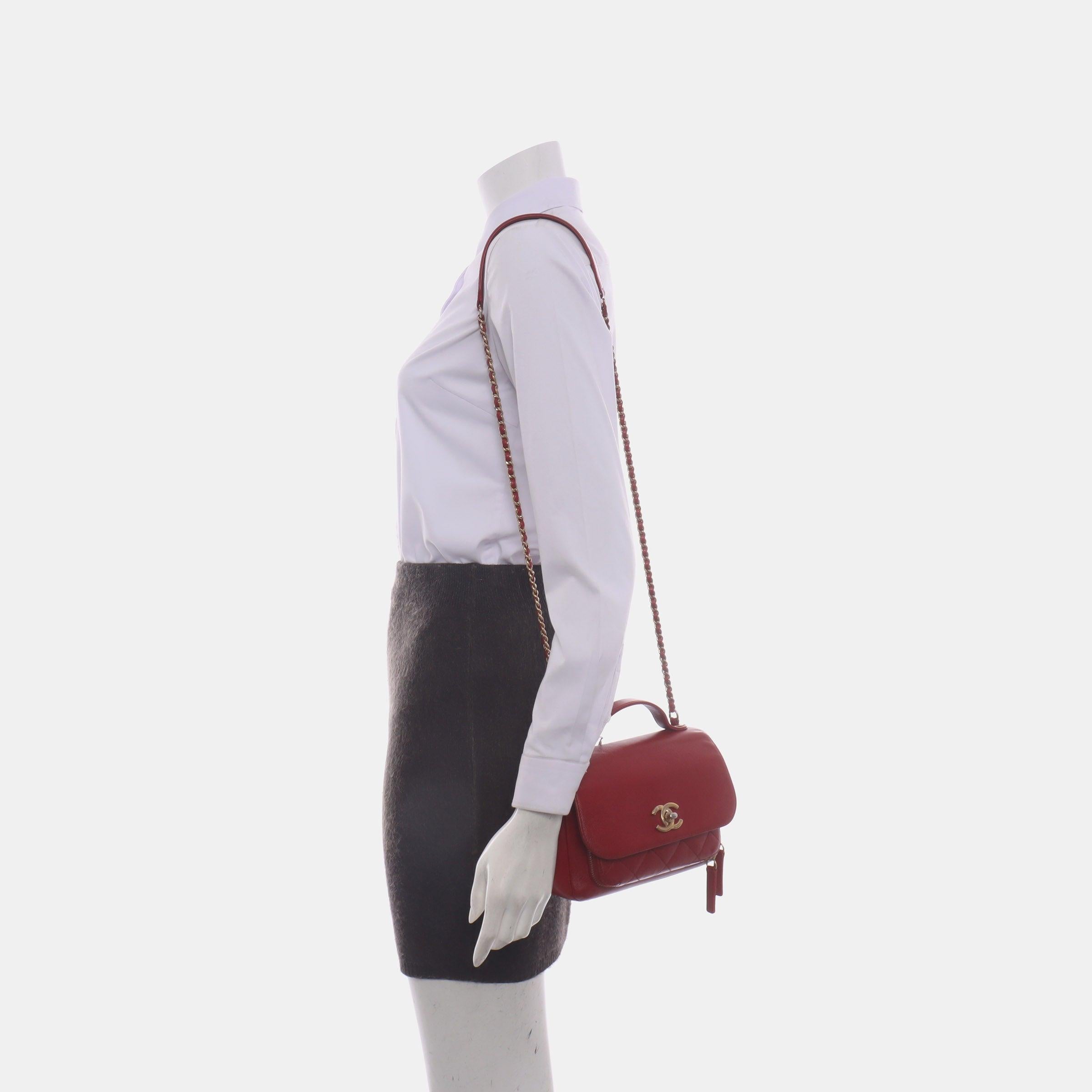 Chanel Business Affinity Medium Red Caviar Leather Top Handle Crossbody Bag
 These are professional photos of the actual bag.
 The Chanel Business Affinity Bag brings a classy and feminine touch to the world of flap bags. Staying true to its name,