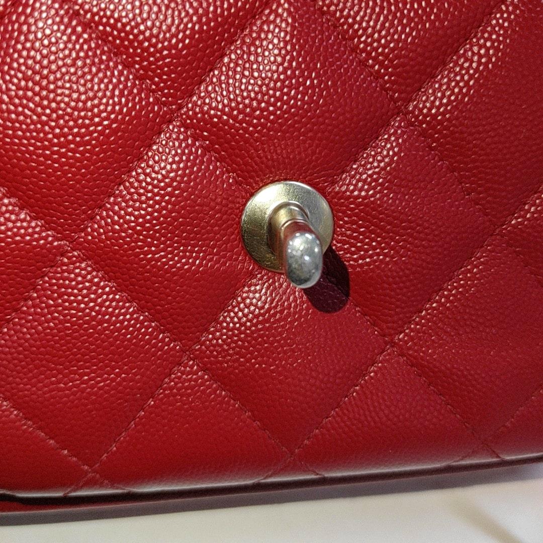 Chanel Business Affinity Medium Red Caviar Leather Top Handle Crossbody Bag 4