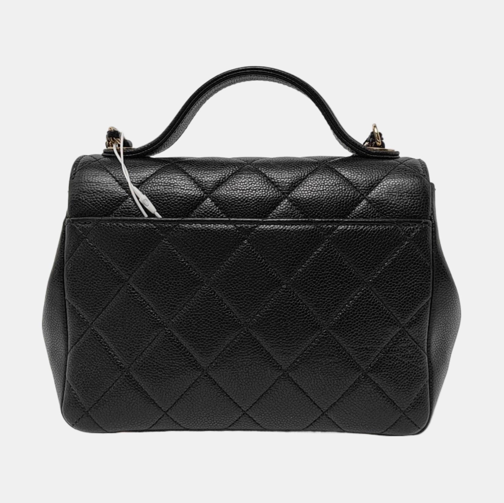 Chanel Business Affinity Small Black Caviar Leather Top Handle Crossbody Bag Pour femmes en vente