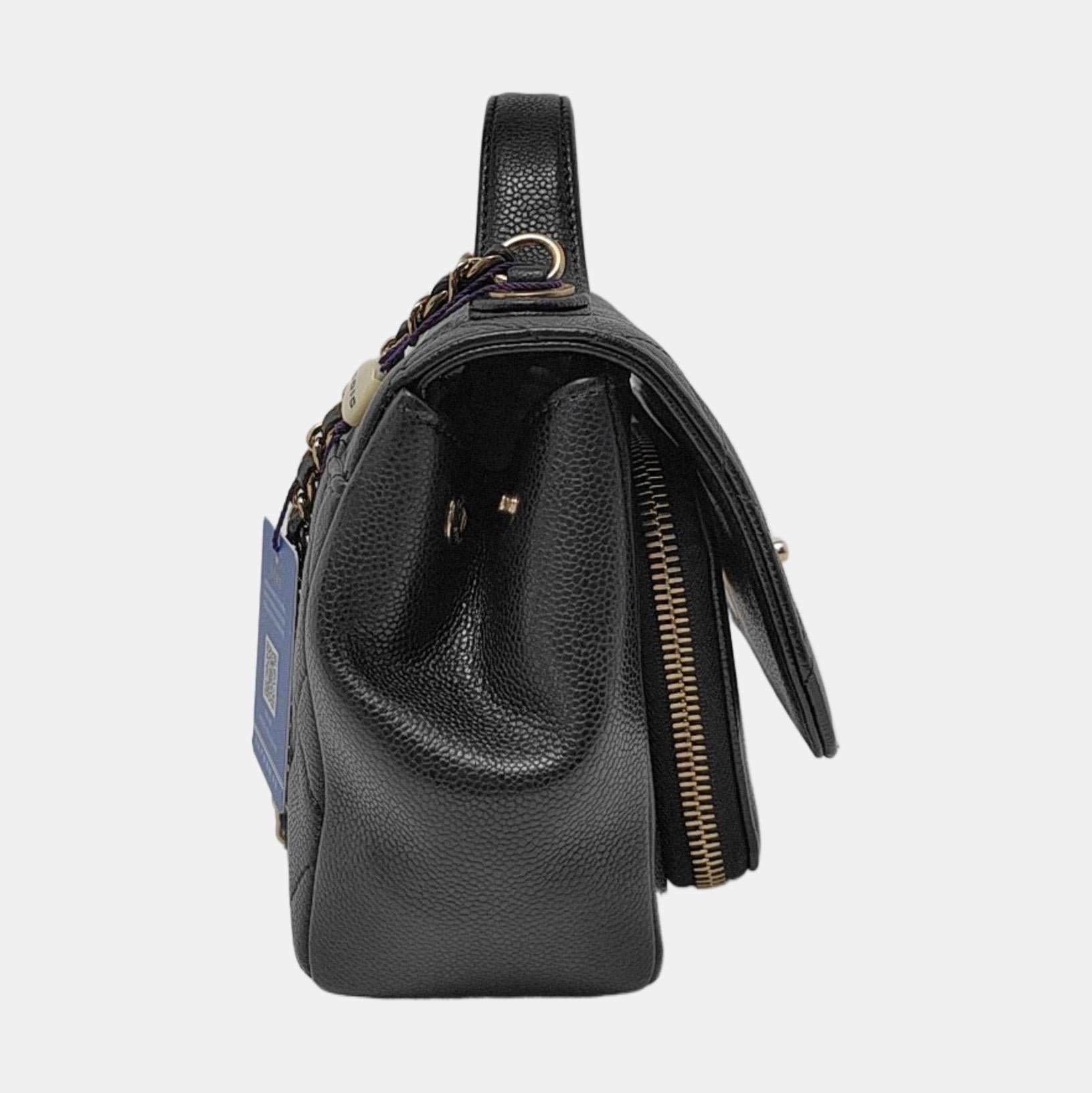 Chanel Business Affinity Small Black Caviar Leather Top Handle Crossbody Bag en vente 1