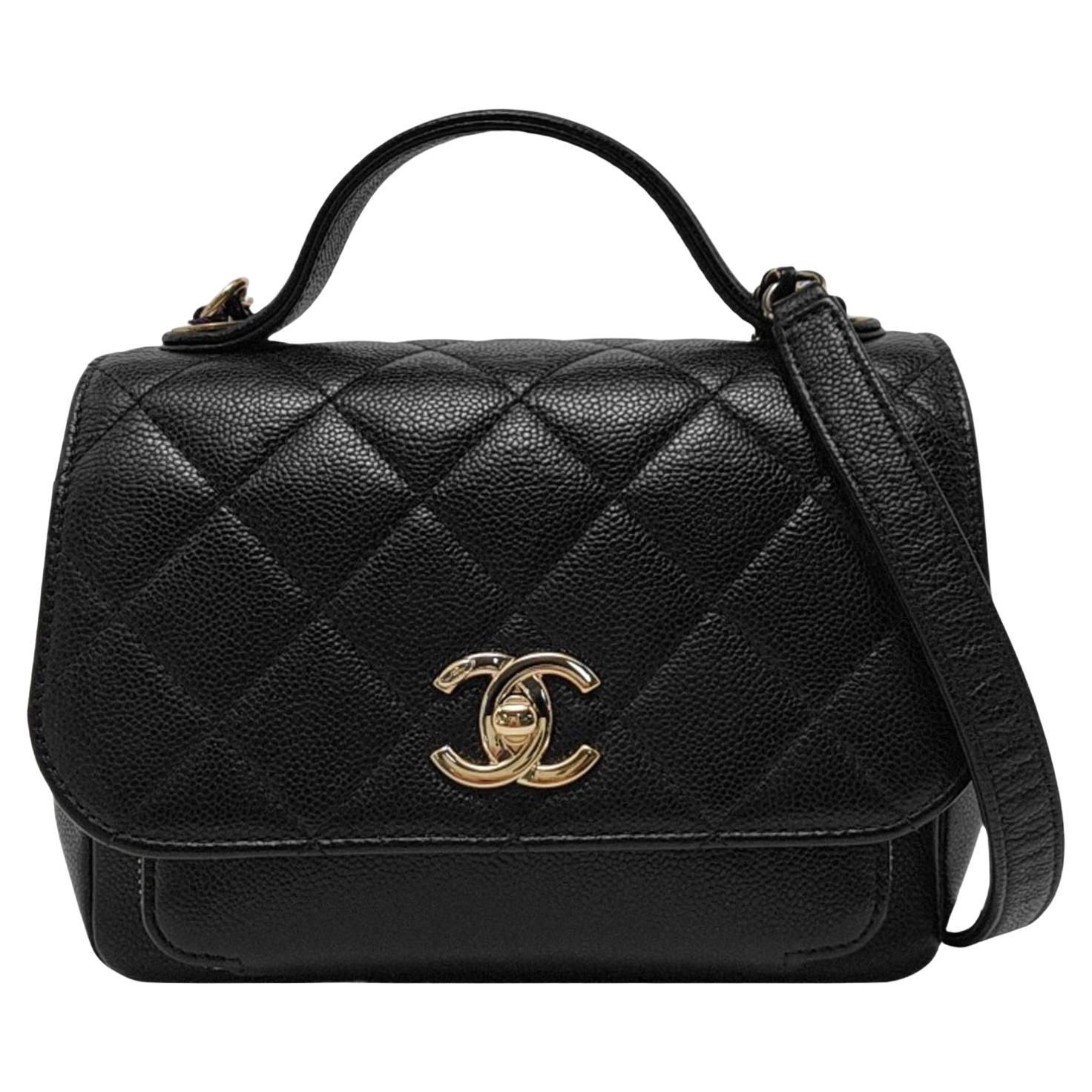 Chanel Business Affinity Small Black Caviar Leather Top Handle Crossbody Bag en vente