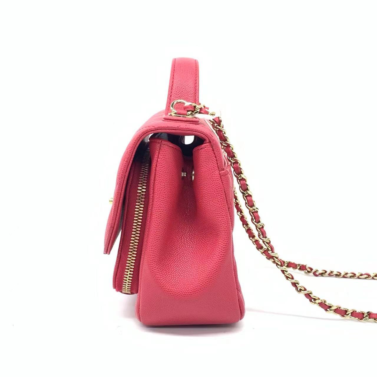 Women's Chanel Business Affinity Small Pink Caviar Leather Top Handle Crossbody Bag