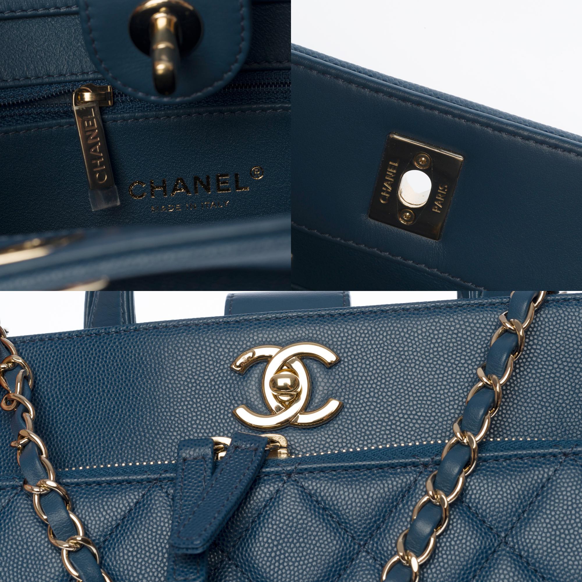 Blue Chanel Business Affinity Tote bag in blue caviar quilted leather, GHW