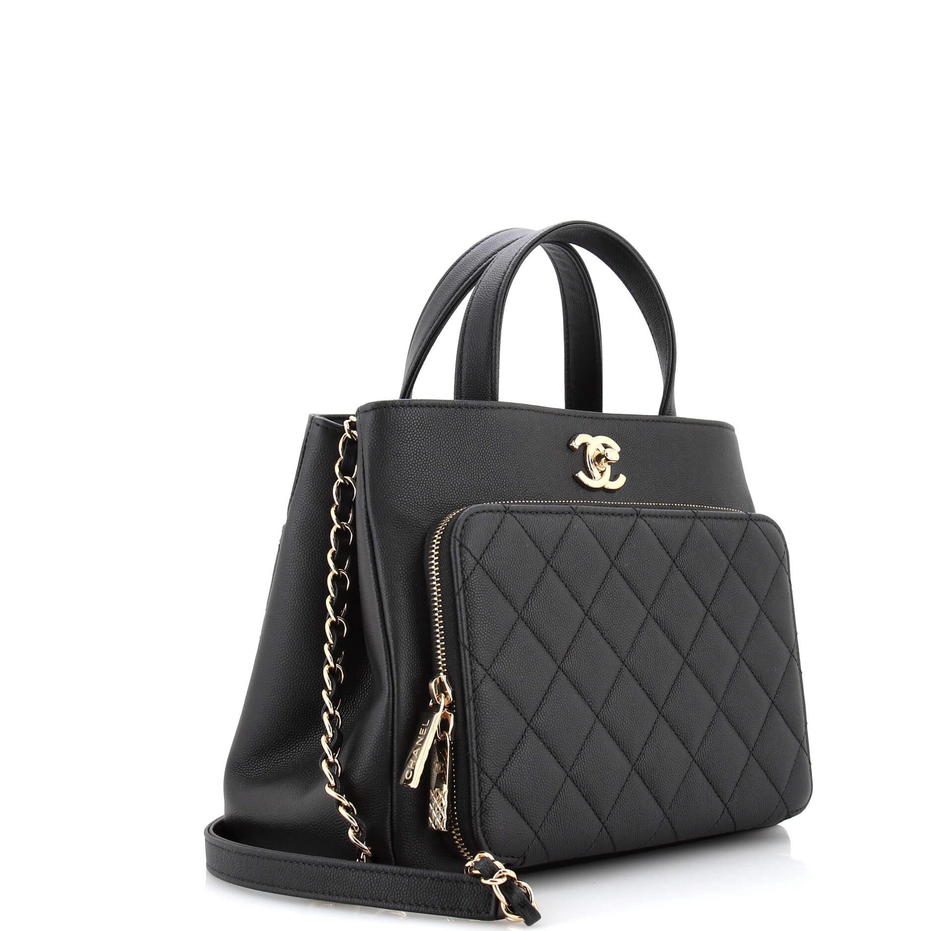 Chanel Business Affinity Tote Quilted Caviar Small In Good Condition For Sale In NY, NY