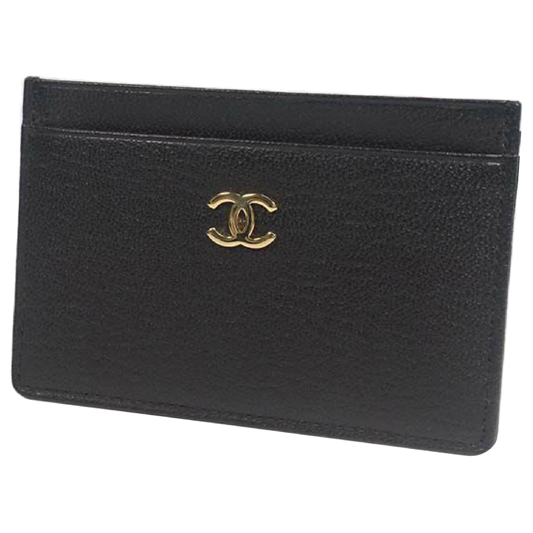 CHANEL business card case  coco mark Womens card case A11837 black x gold hardwa