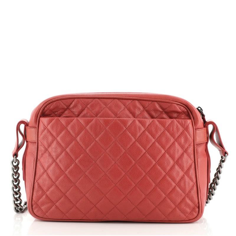 Pink Chanel Business Trip Camera Bag Quilted Caviar Large