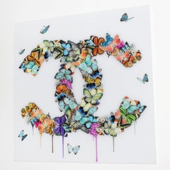 Butterflies Plexiglass Wall Decoration in the Style of Chanel