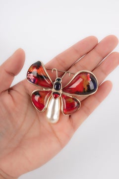 Chanel "Butterfly" Brooch with Costume Pear, 2015