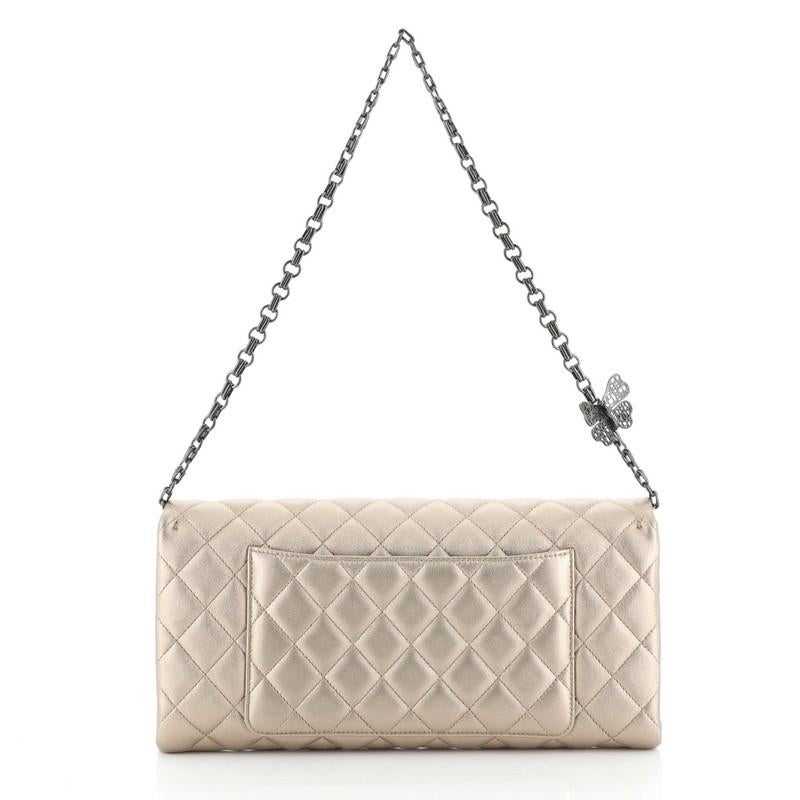 Beige Chanel Butterfly Chain Clutch Quilted Lambskin