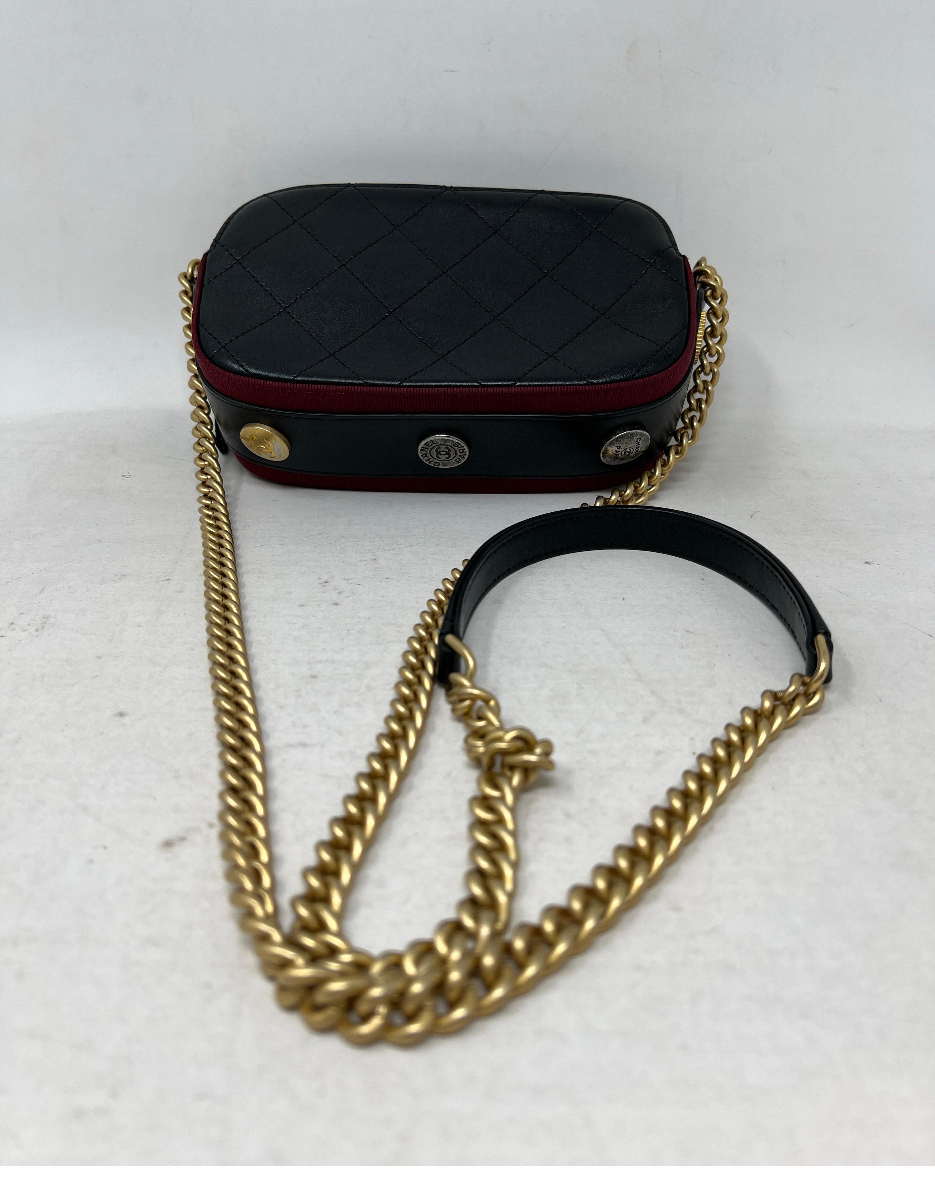 Chanel Button Up Black Calfskin Double Zip Camera Bag 10