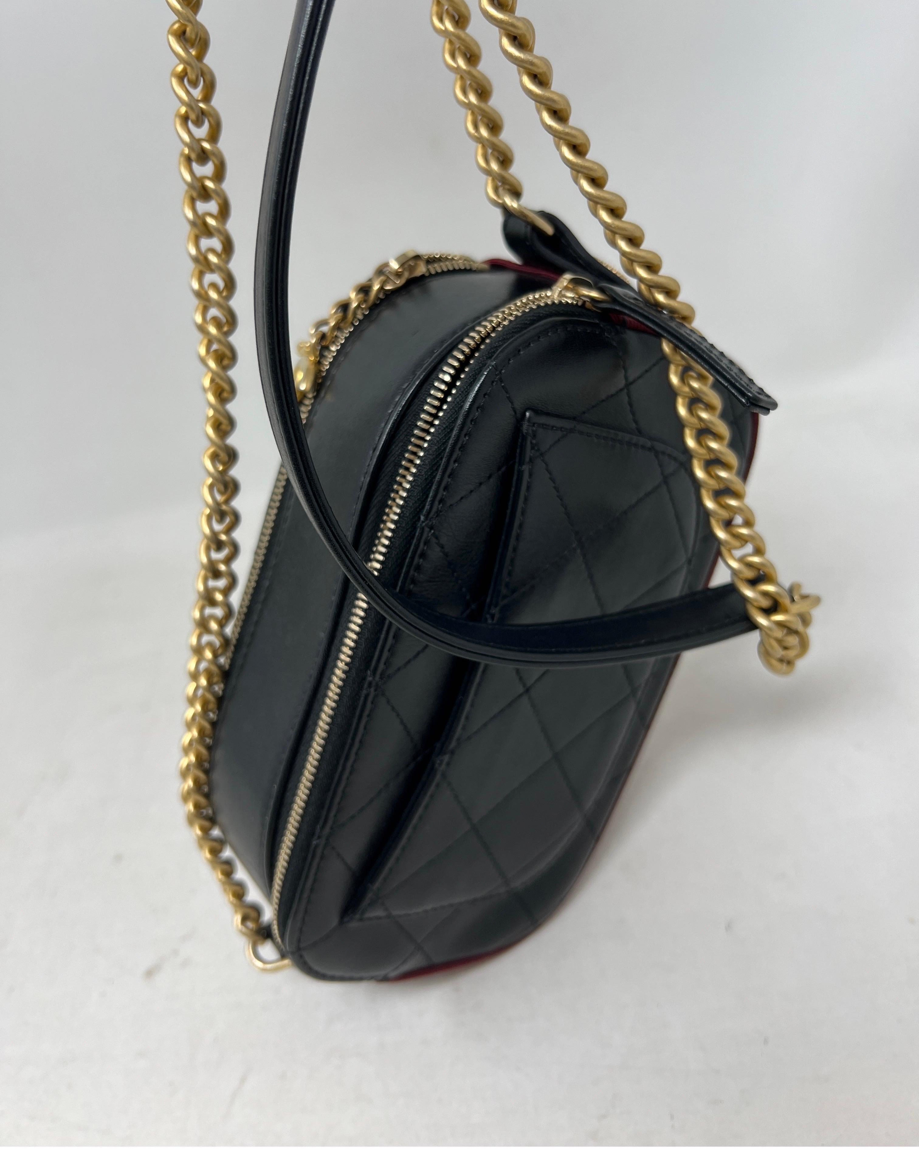 Chanel Button Up Black Calfskin Double Zip Camera Bag 14