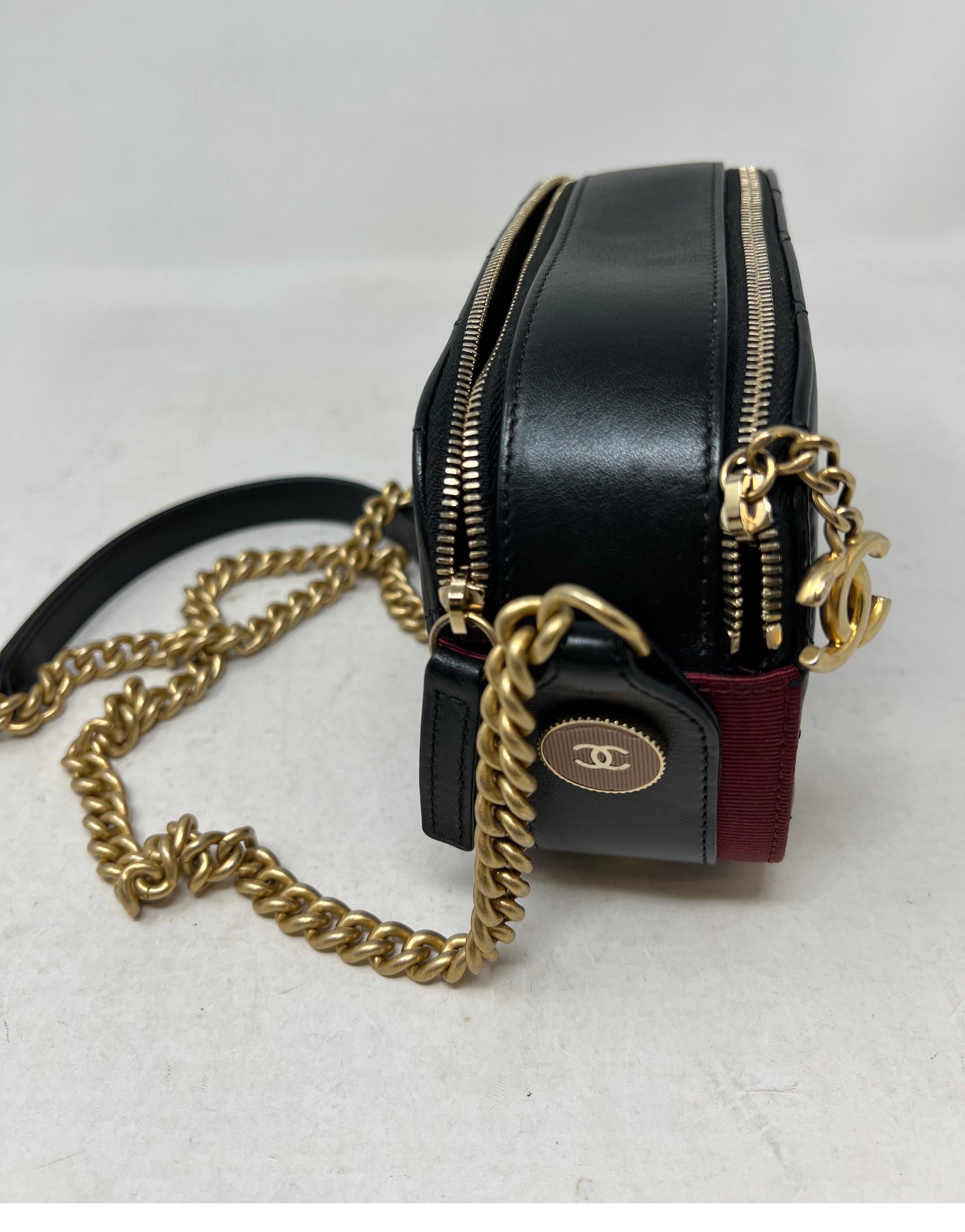 Chanel Button Up Black Calfskin Double Zip Camera Bag 15