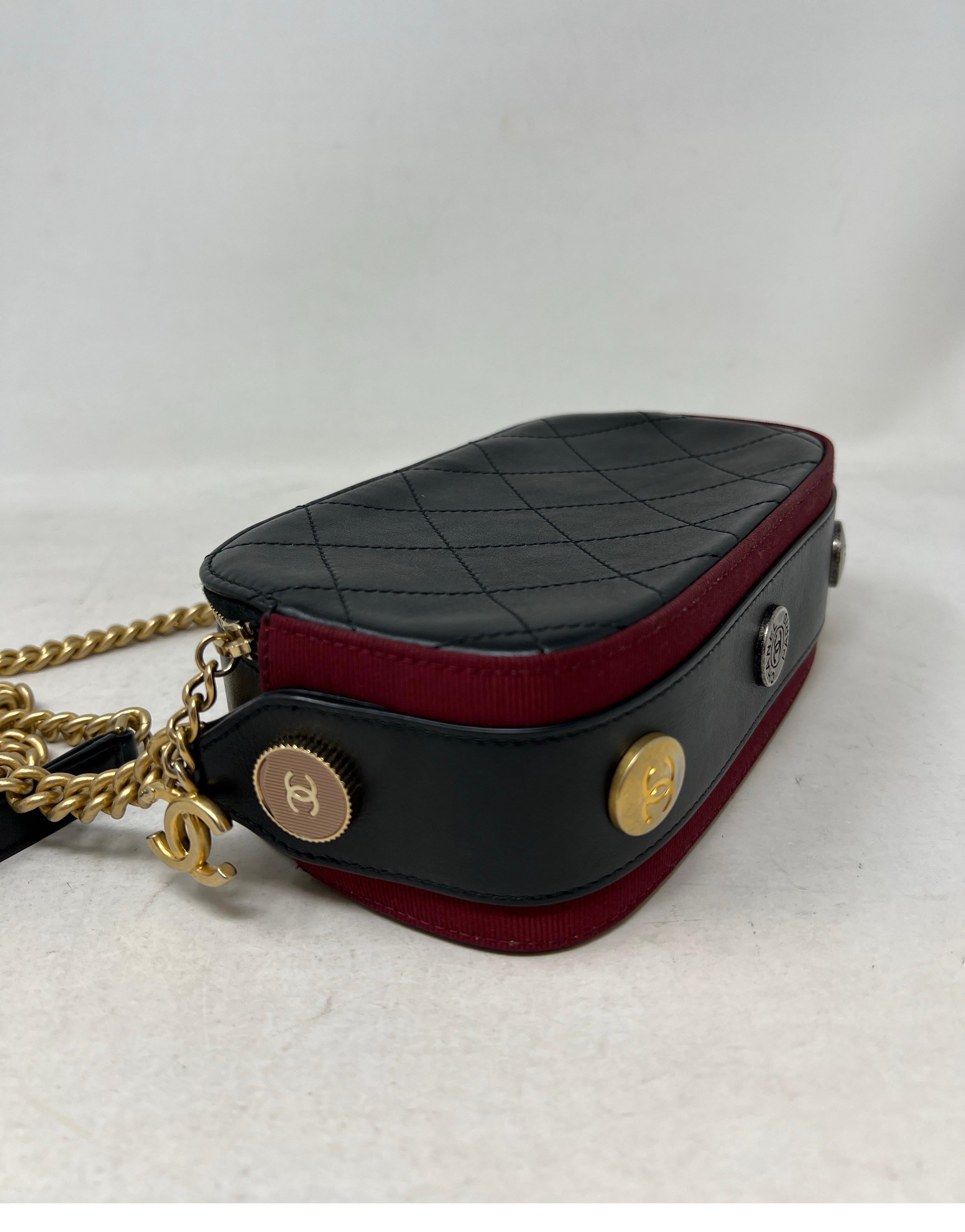 Women's or Men's Chanel Button Up Black Calfskin Double Zip Camera Bag