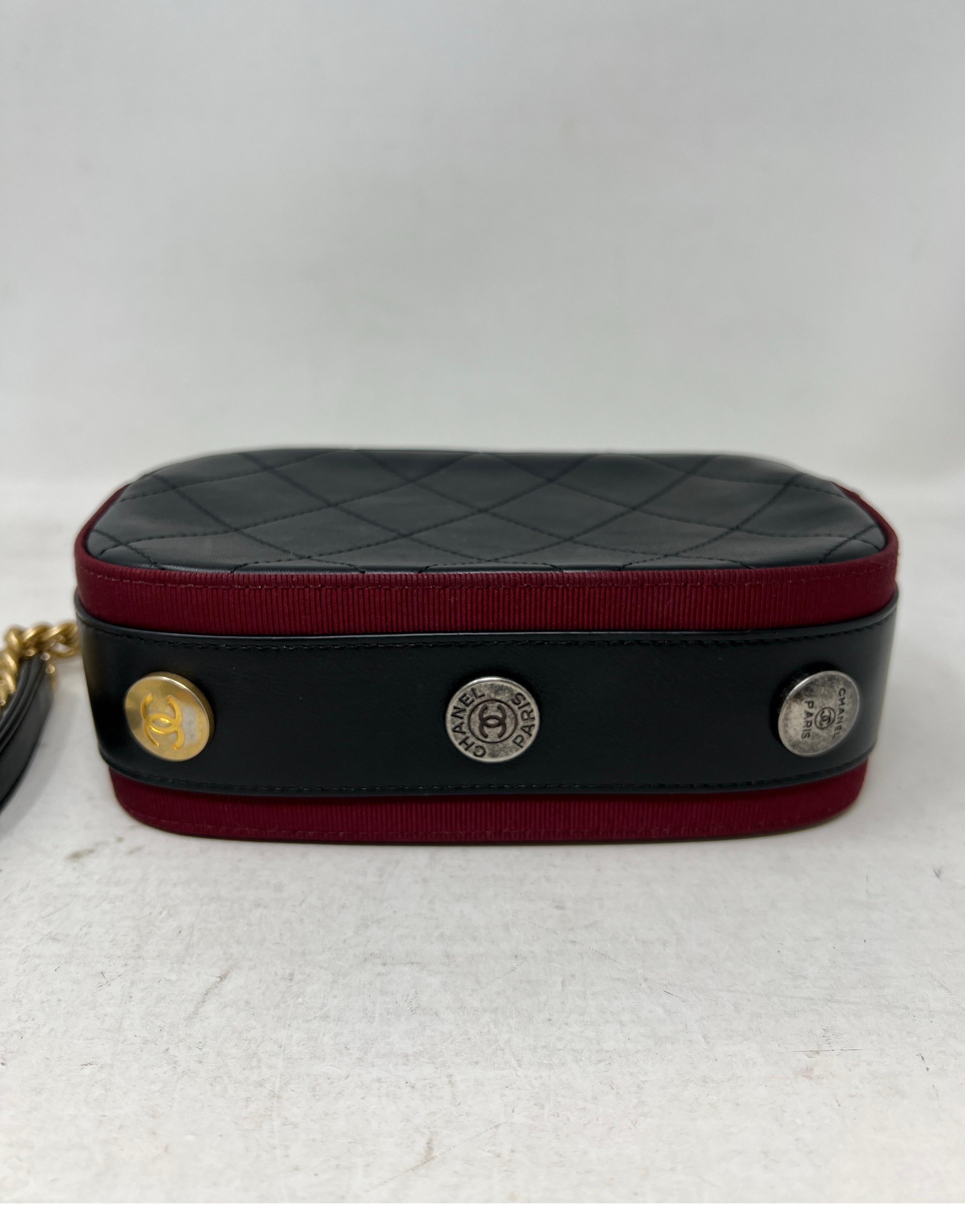 Chanel Button Up Black Calfskin Double Zip Camera Bag 2