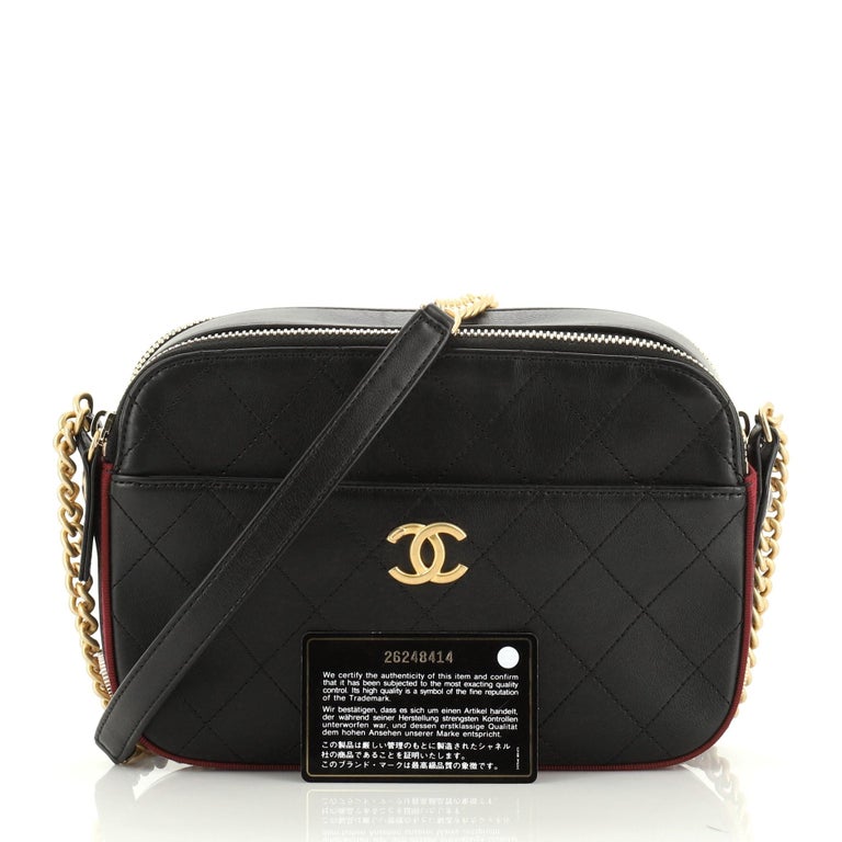 Chanel Button Up Camera Case Quilted Calfskin with Grosgrain Small
