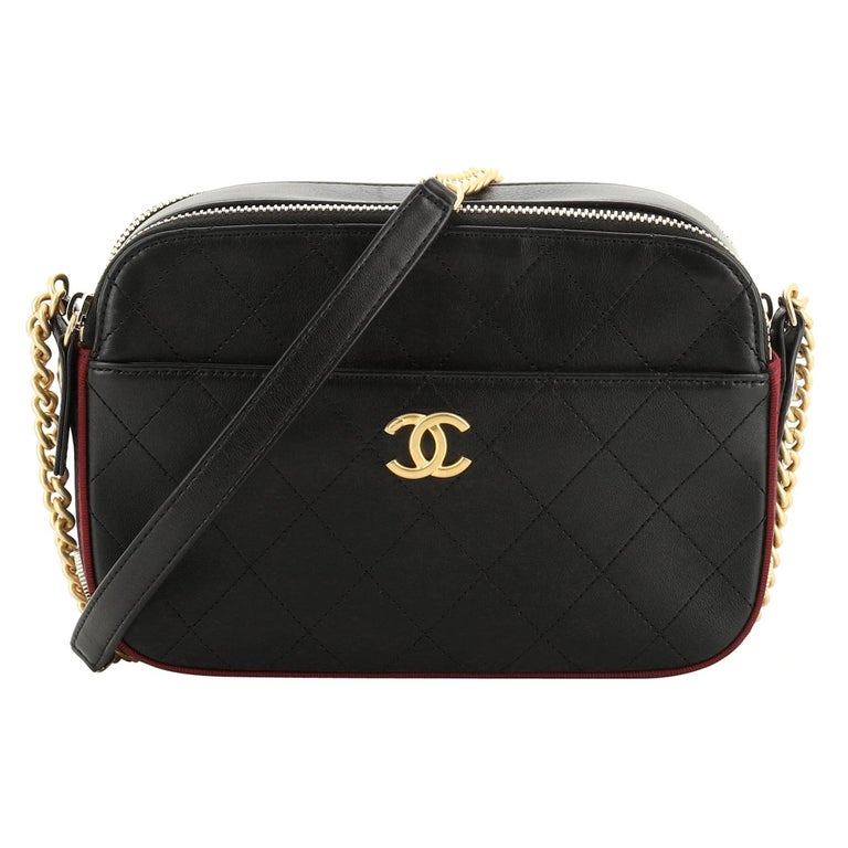 Chanel Button Up Camera Case Quilted Calfskin with Grosgrain Small