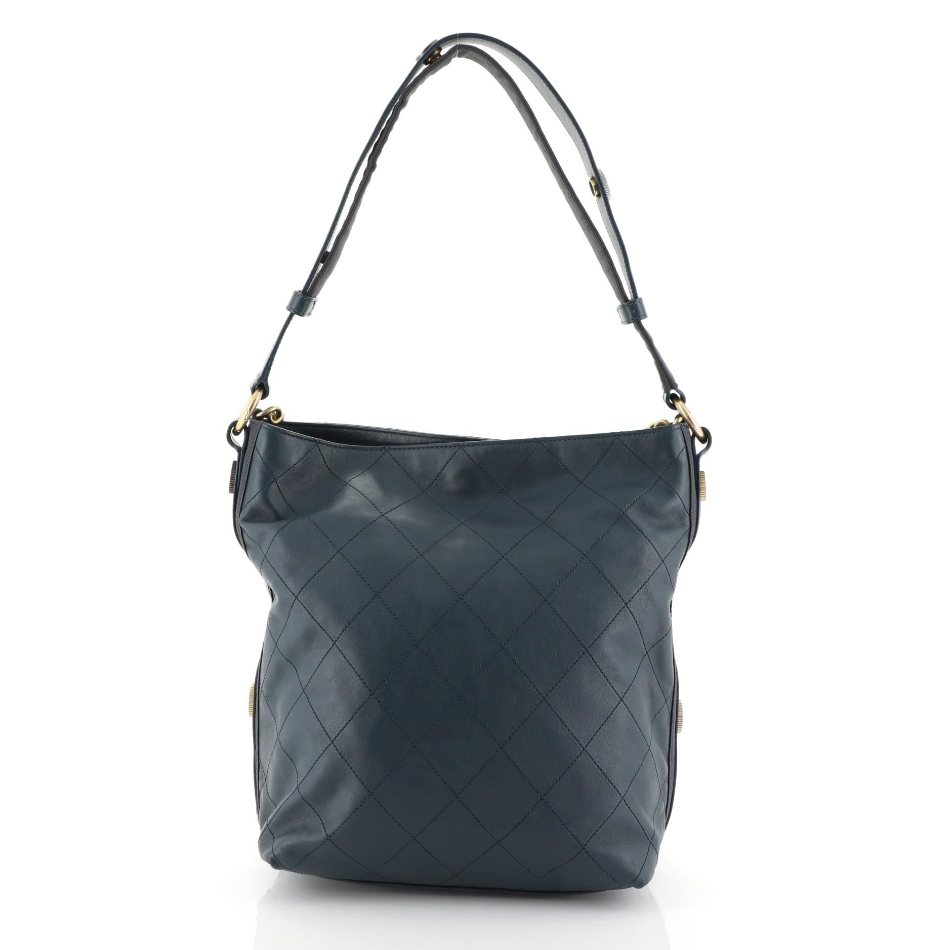 chanel button up hobo bag small
