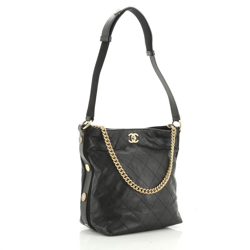 chanel button up hobo bag small