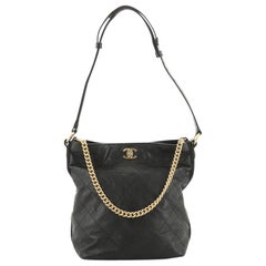 Chanel Button Up Hobo Quilted Calfskin with Grosgrain Large