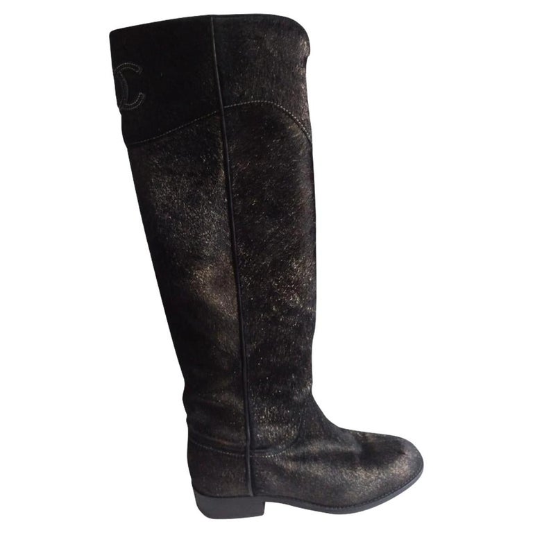 Chanel by Karl Lagerfeld 2008 Pony Hair riding boots For Sale at