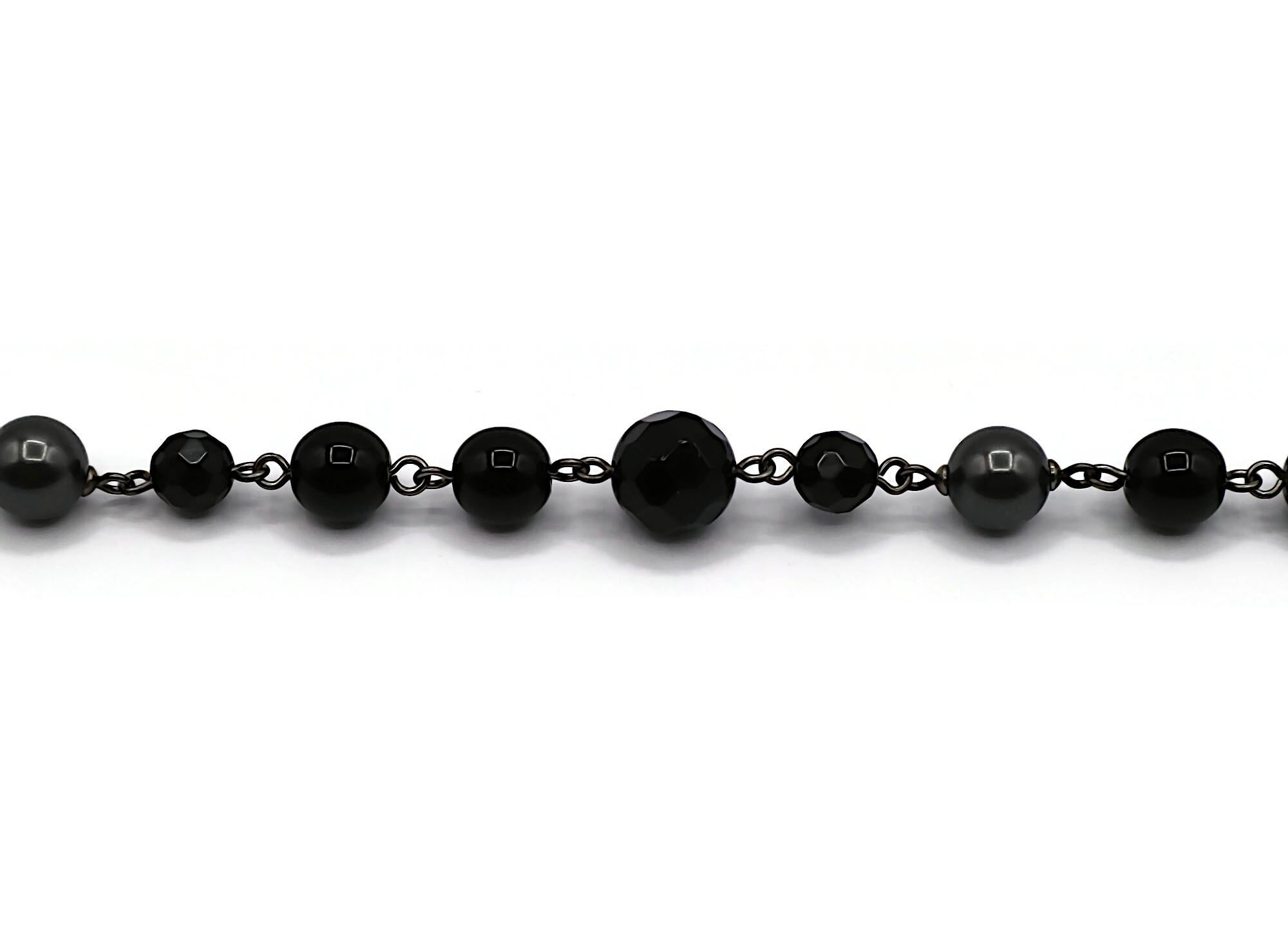 CHANEL by KARL LAGERFELD 2011 Grey Pearl and Black Bead CC Necklace 9