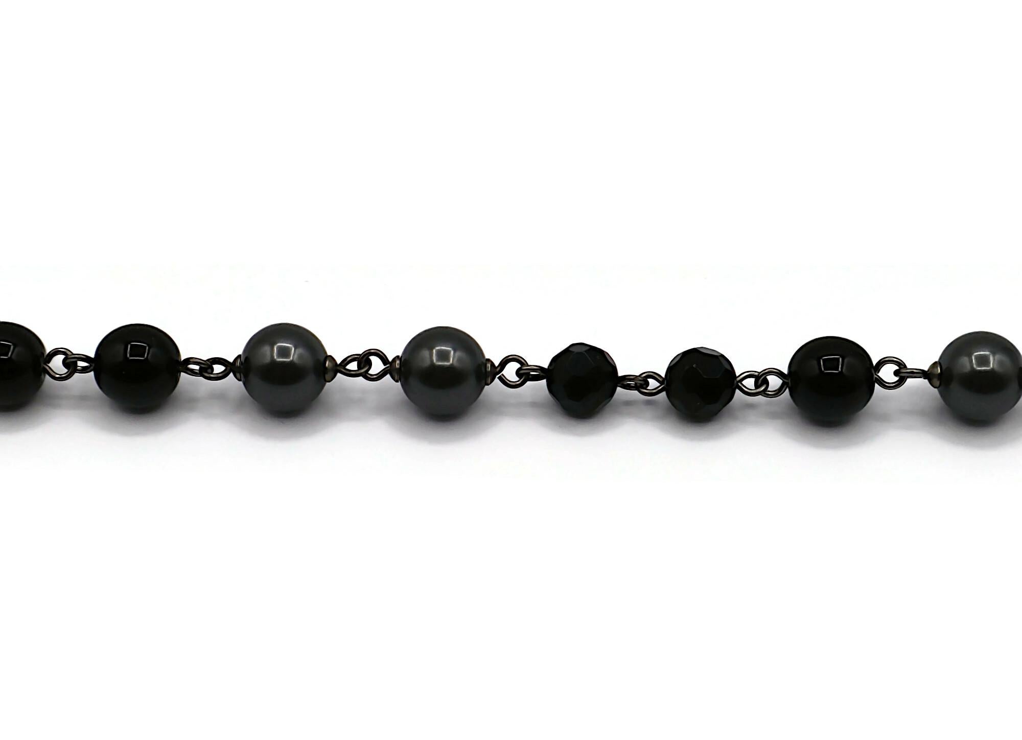 CHANEL by KARL LAGERFELD 2011 Grey Pearl and Black Bead CC Necklace 10