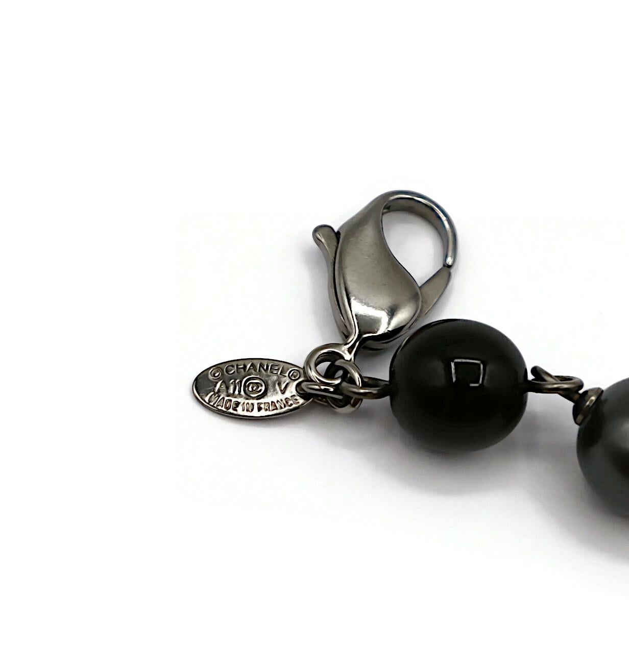 CHANEL by KARL LAGERFELD 2011 Grey Pearl and Black Bead CC Necklace 12