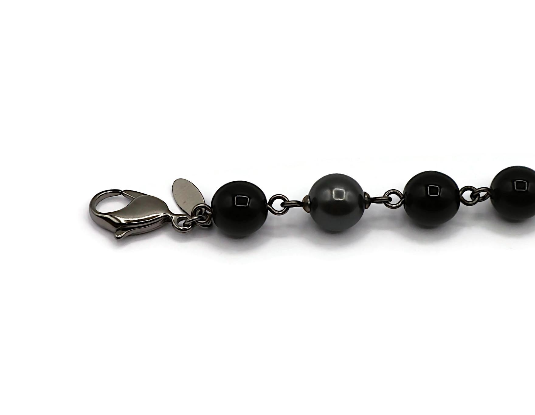 CHANEL by KARL LAGERFELD 2011 Grey Pearl and Black Bead CC Necklace 1