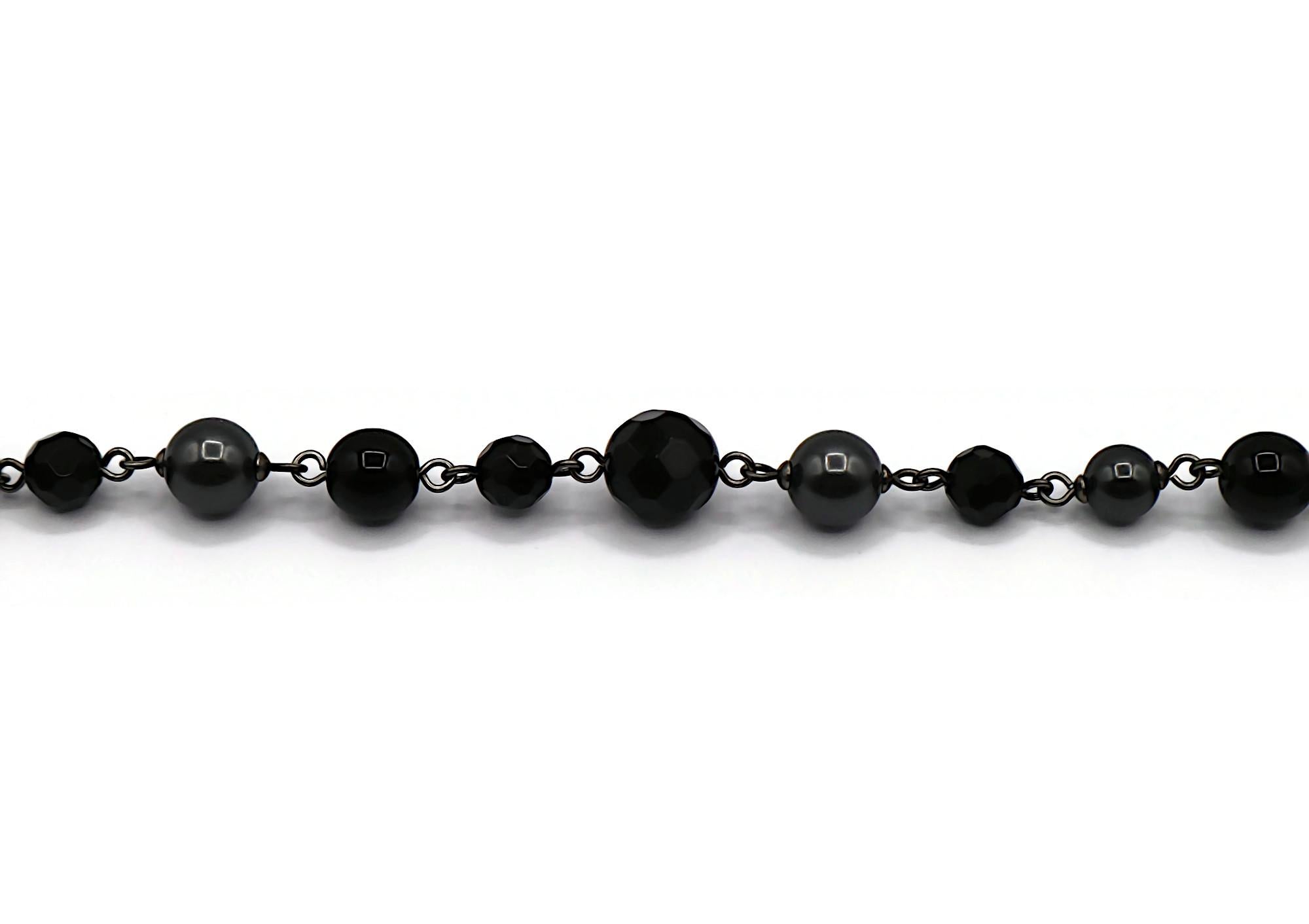 CHANEL by KARL LAGERFELD 2011 Grey Pearl and Black Bead CC Necklace 4