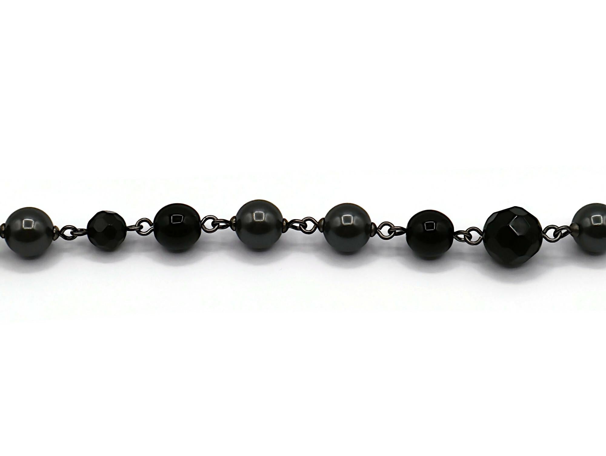 CHANEL by KARL LAGERFELD 2011 Grey Pearl and Black Bead CC Necklace 6