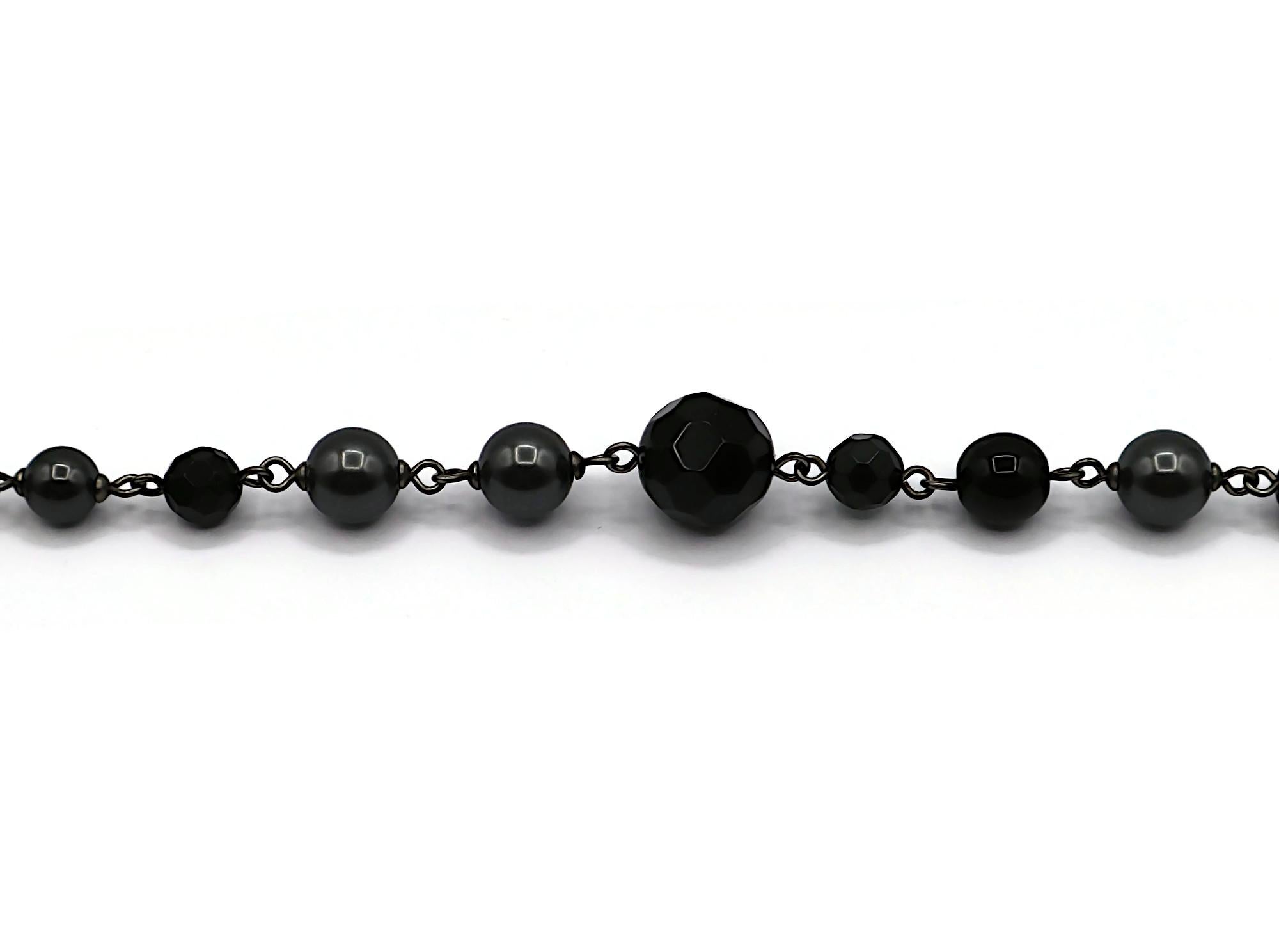 CHANEL by KARL LAGERFELD 2011 Grey Pearl and Black Bead CC Necklace 7