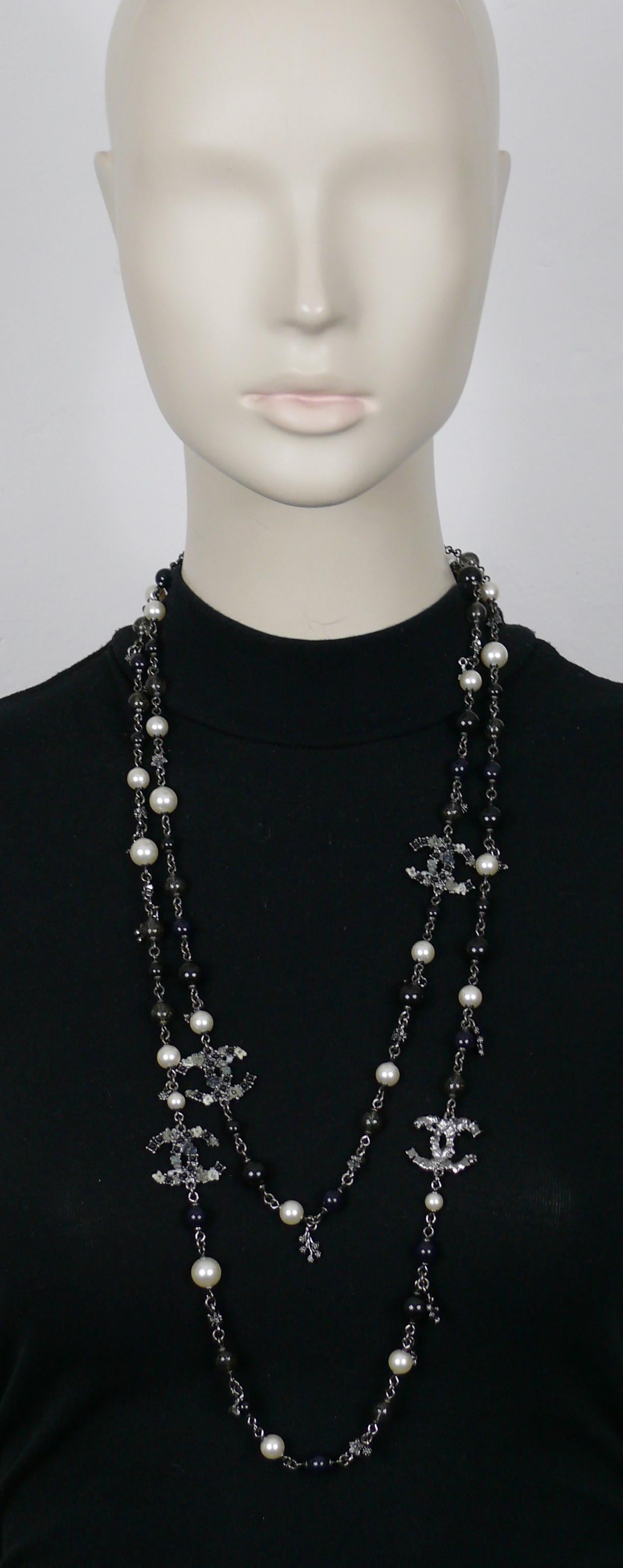 Women's CHANEL by KARL LAGERFELD 2012 Pearl Bead and CC Sautoir Necklace For Sale