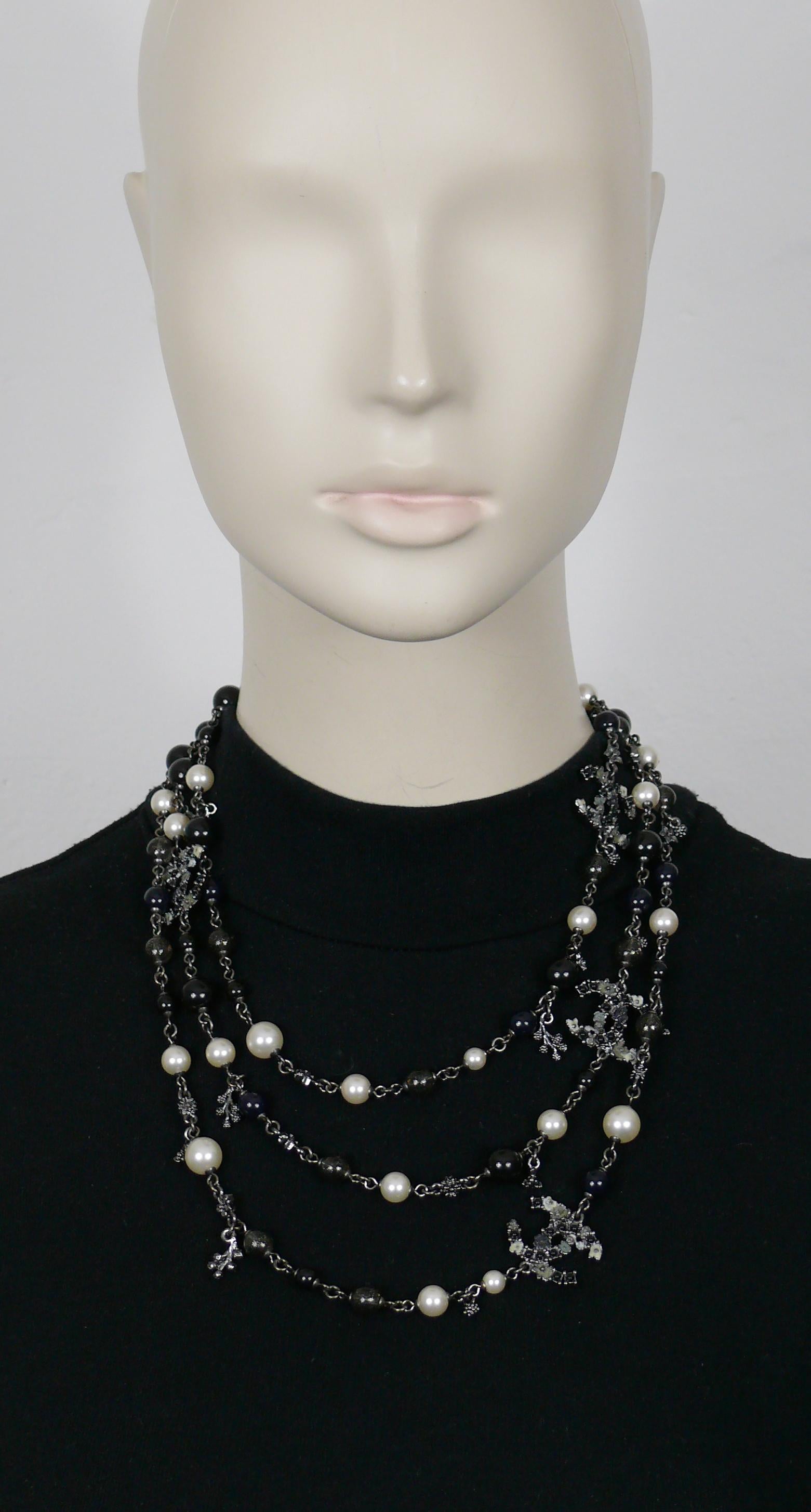 CHANEL by KARL LAGERFELD 2012 Pearl Bead and CC Sautoir Necklace For Sale 5