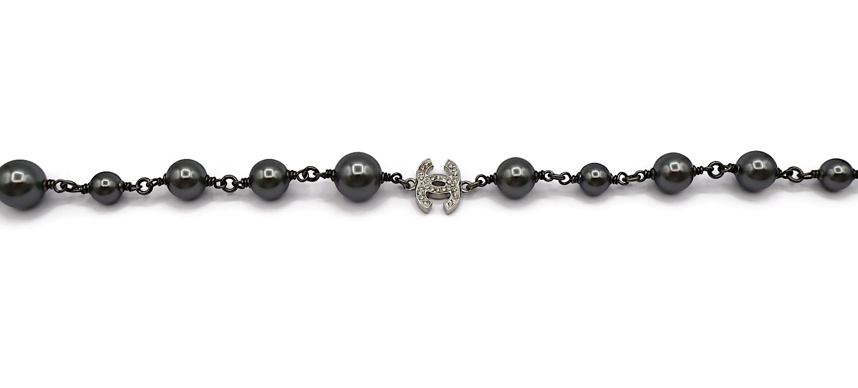 CHANEL by KARL LAGERFELD 2014 Grey Pearl Jewelled CC Necklace 8