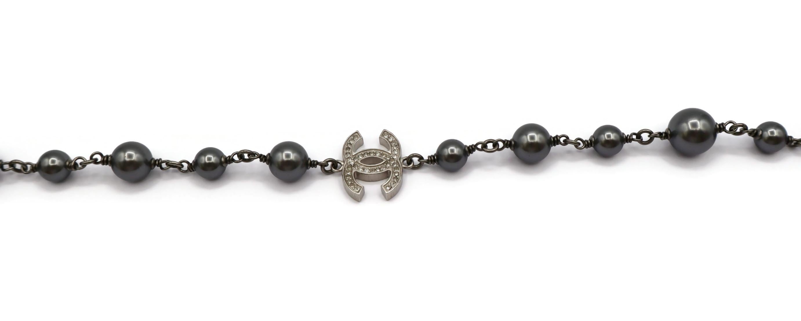 CHANEL by KARL LAGERFELD 2014 Grey Pearl Jewelled CC Necklace 11