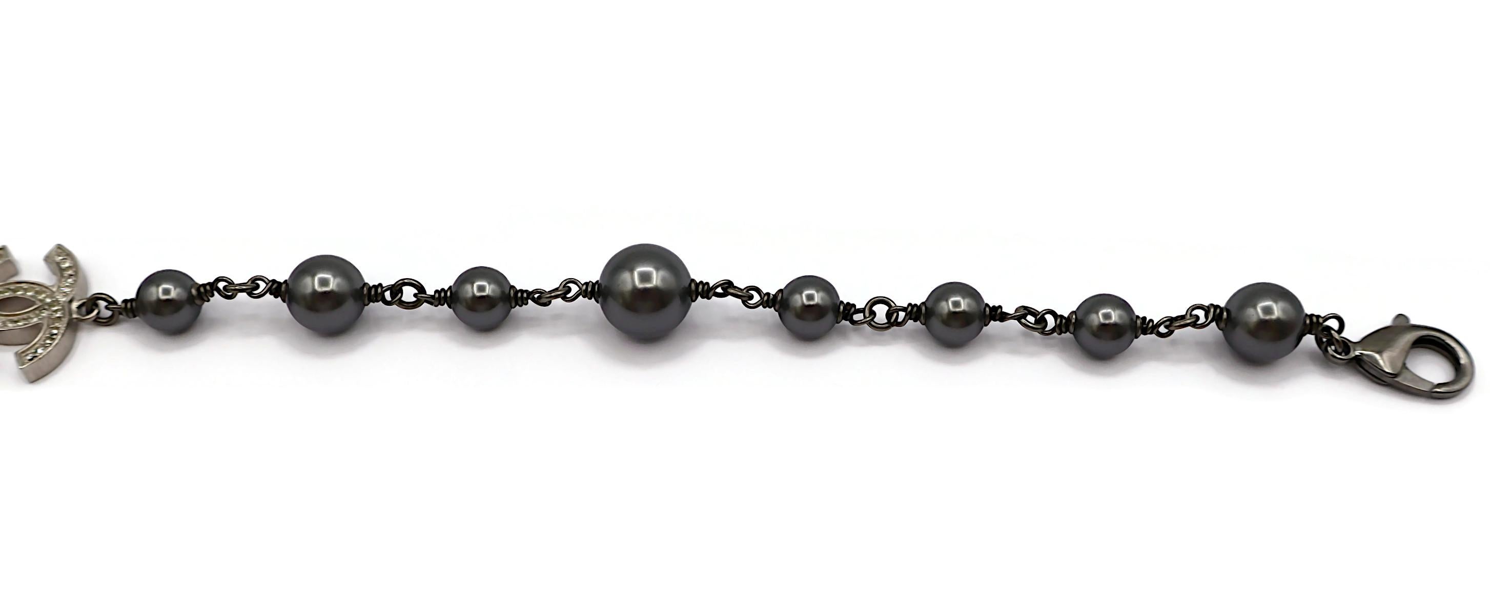 CHANEL by KARL LAGERFELD 2014 Grey Pearl Jewelled CC Necklace 12