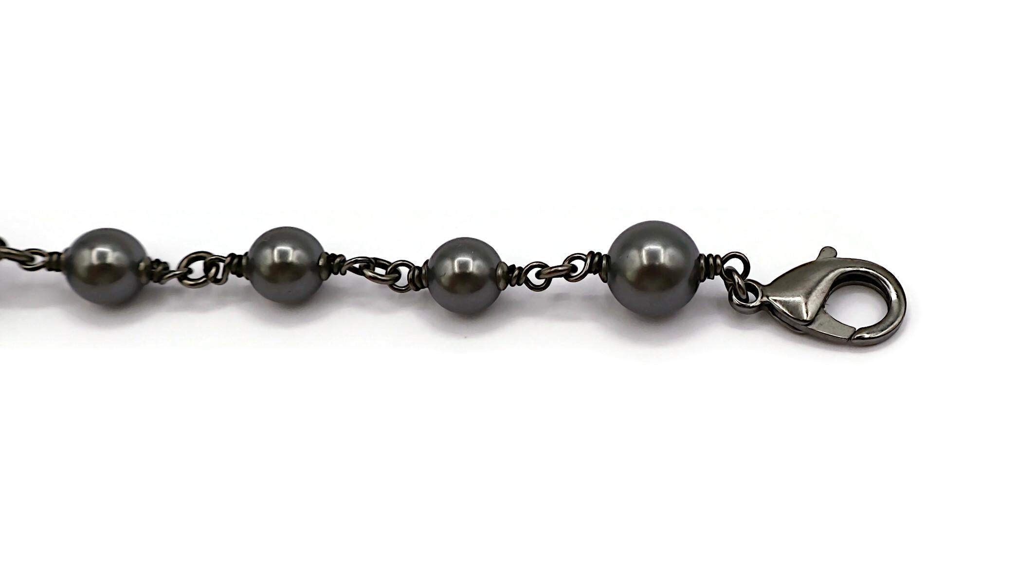 CHANEL by KARL LAGERFELD 2014 Grey Pearl Jewelled CC Necklace 13