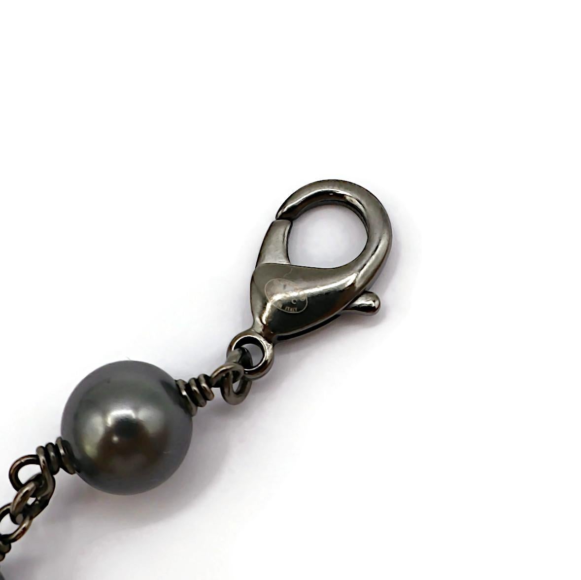 CHANEL by KARL LAGERFELD 2014 Grey Pearl Jewelled CC Necklace 16