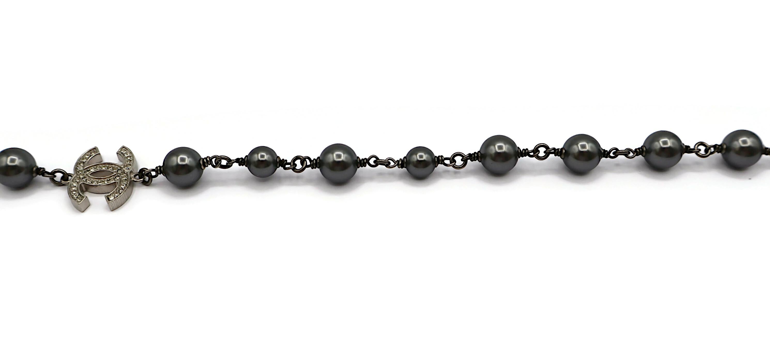 CHANEL by KARL LAGERFELD 2014 Grey Pearl Jewelled CC Necklace 5